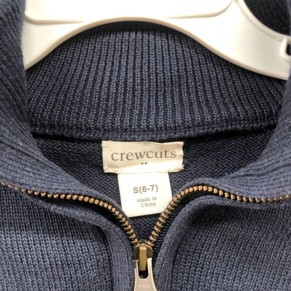 Crewcuts Boys 6-7 (S) Navy Blue 1/4 Zip Sweater Cotton Lightweight Pullover Knit - Picture 3 of 9